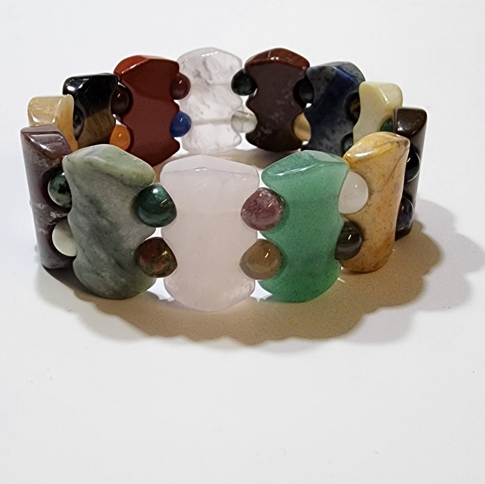 Multi Gemstone Section Stretch Bracelet Tigers Ey… - image 4